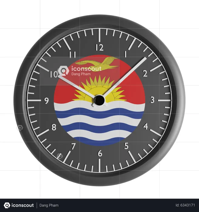 Wall clock with the flag of Kiribati  3D Icon