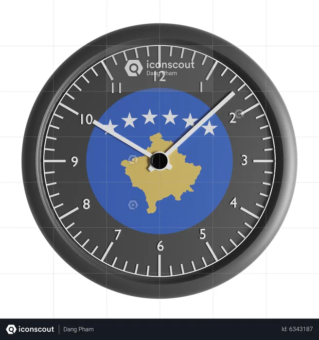 Wall clock with the flag of Kosovo  3D Icon