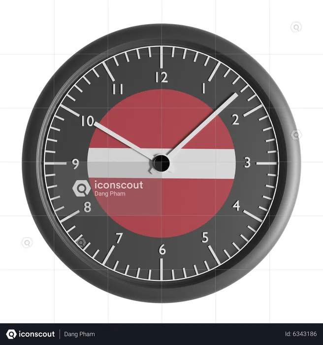 Wall clock with the flag of Latvia  3D Icon