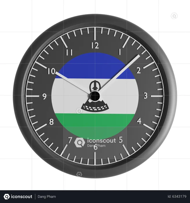 Wall clock with the flag of Lesotho  3D Icon