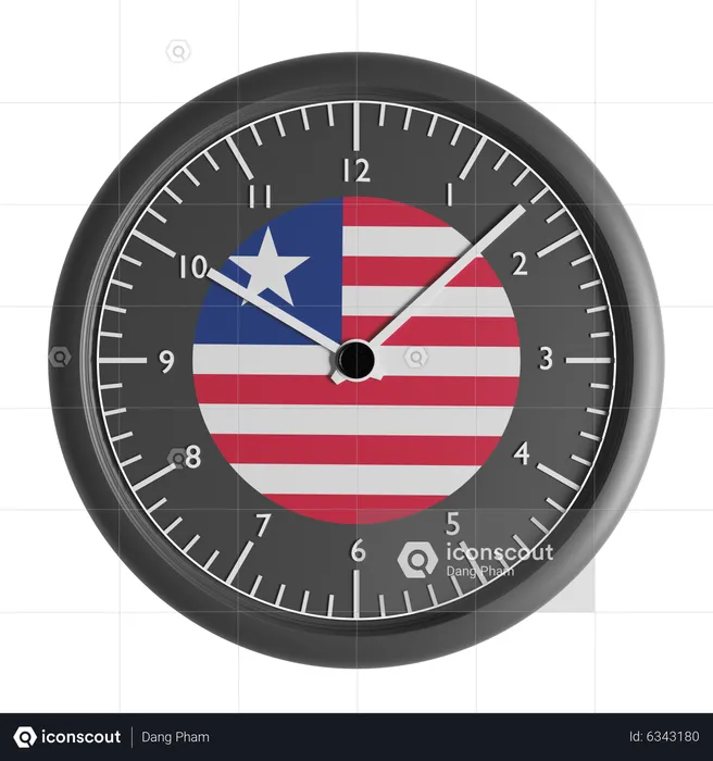 Wall clock with the flag of Liberia  3D Icon