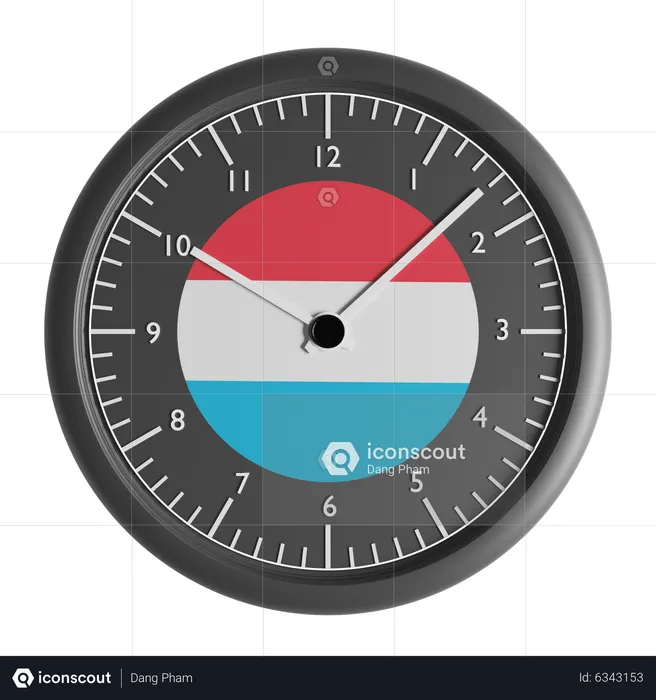 Wall clock with the flag of Luxembourg  3D Icon