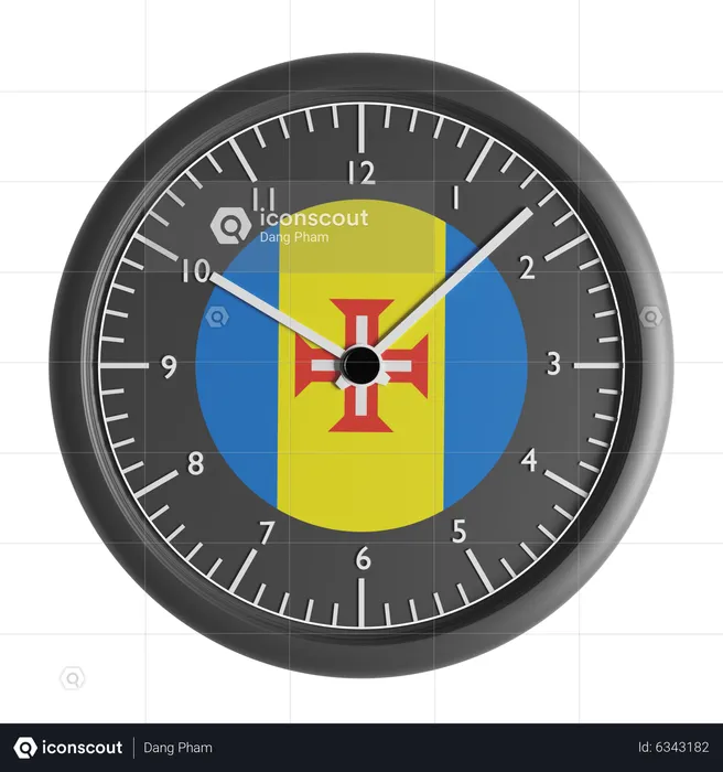 Wall clock with the flag of Madeira  3D Icon