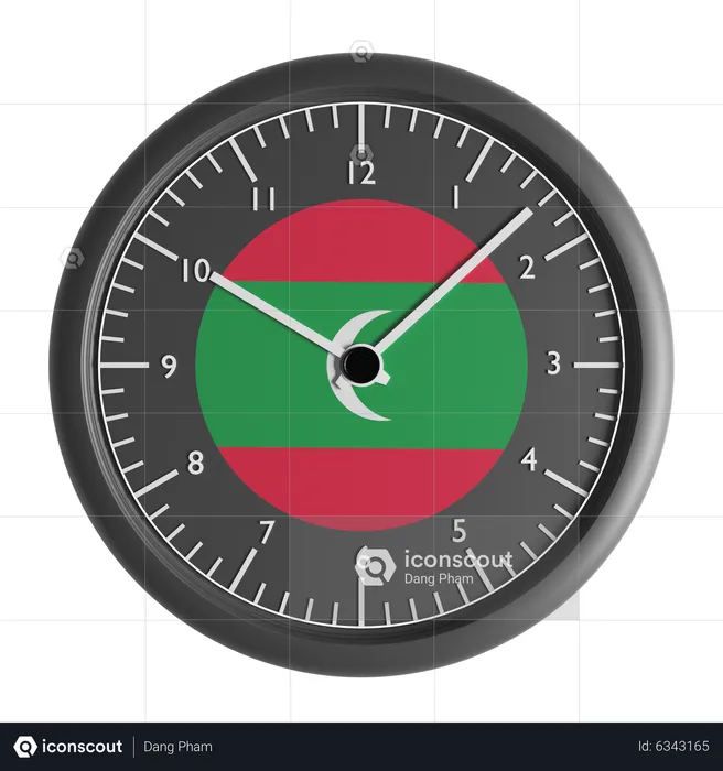 Wall clock with the flag of Maldives  3D Icon