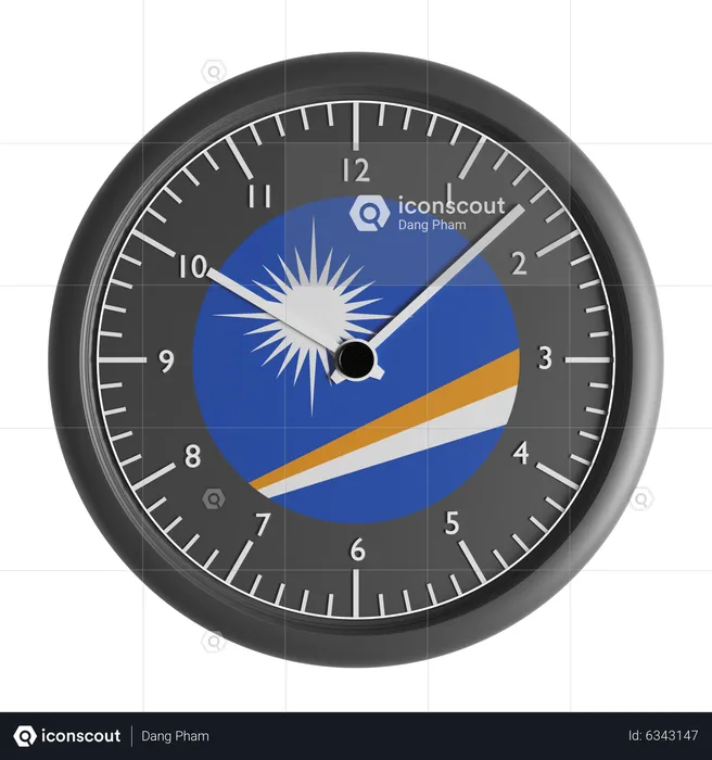 Wall clock with the flag of Marshall Islands  3D Icon