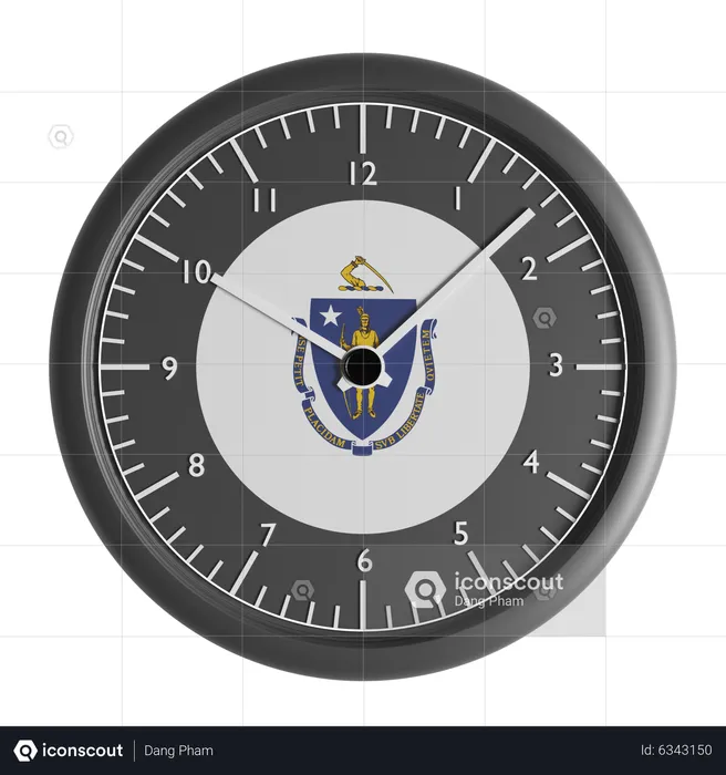 Wall clock with the flag of Massachusetts  3D Icon