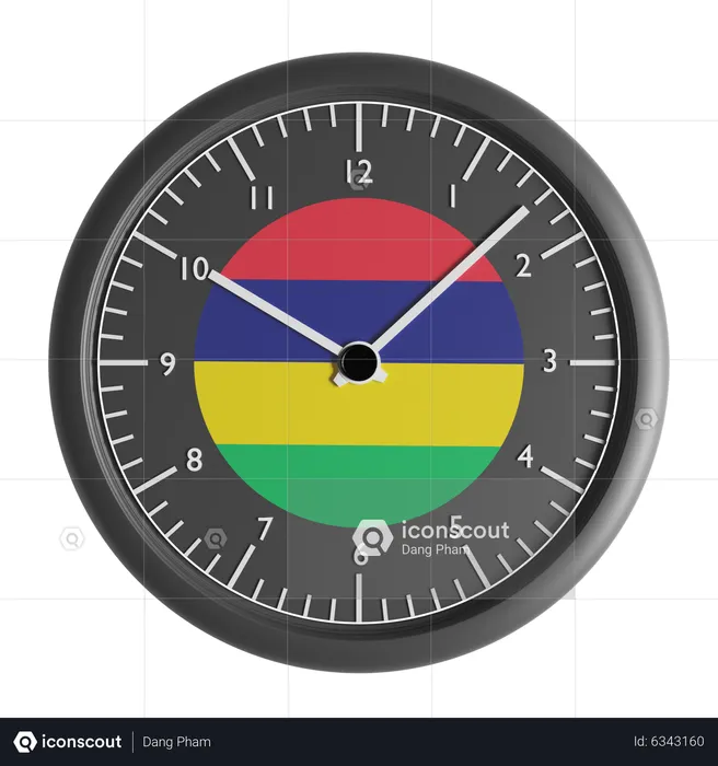 Wall clock with the flag of Mauritius  3D Icon