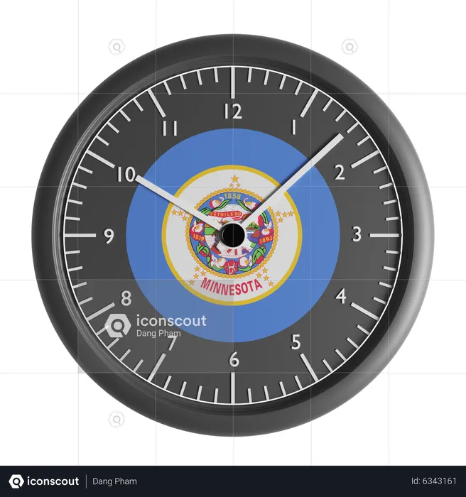 Wall clock with the flag of Minnesota  3D Icon
