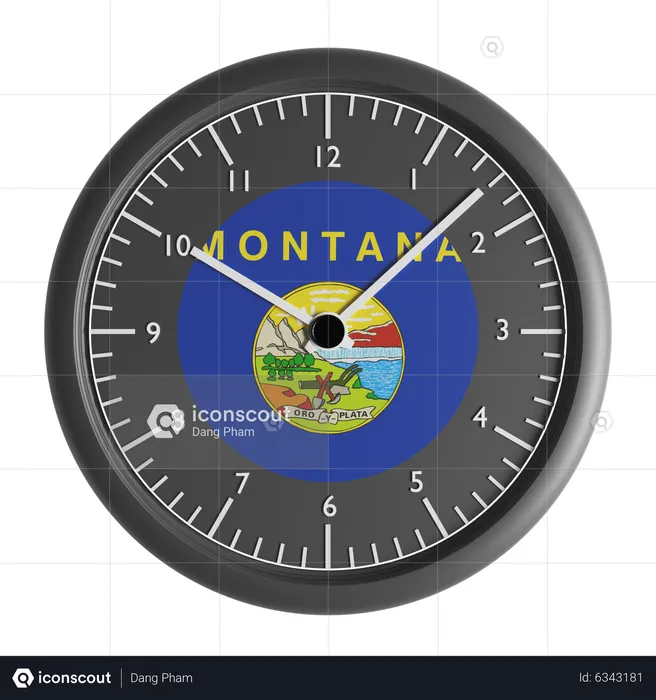 Wall clock with the flag of Montana  3D Icon