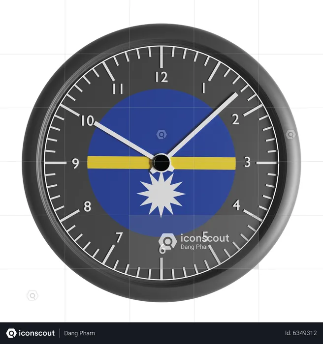 Wall clock with the flag of Nauru  3D Icon