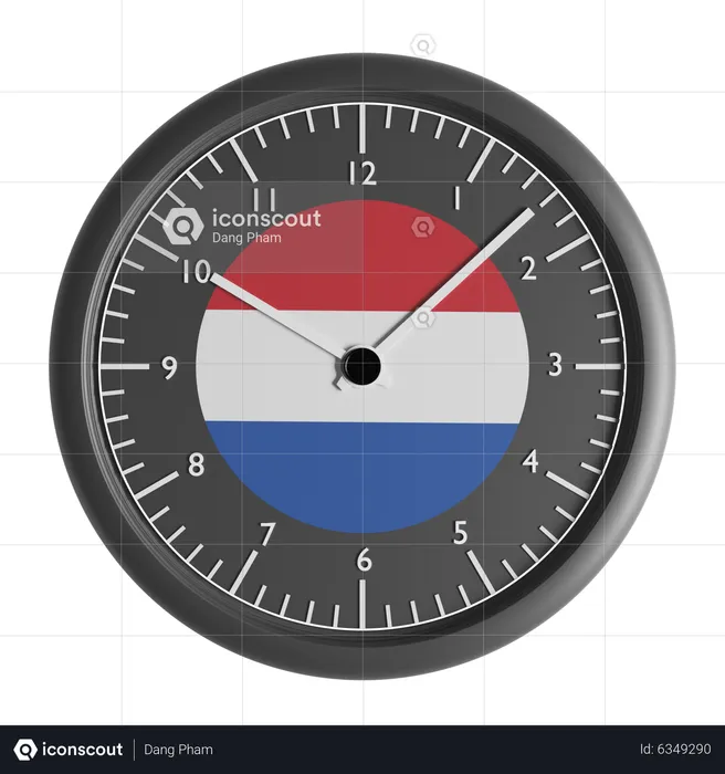 Wall clock with the flag of Netherlands  3D Icon