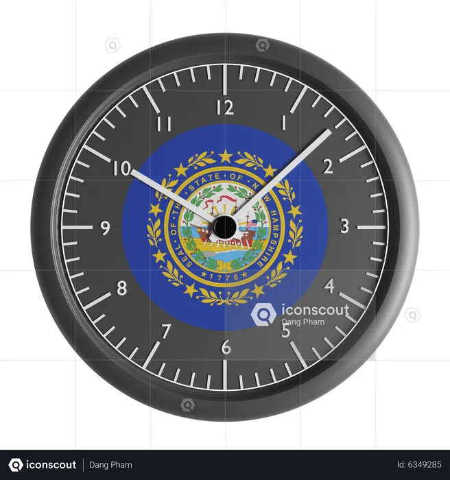Wall clock with the flag of New Hampshire  3D Icon