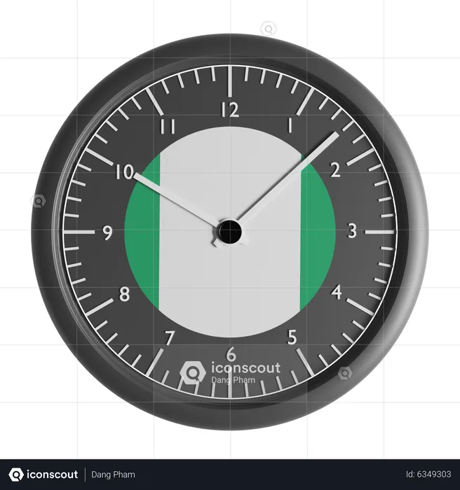 Wall clock with the flag of Nigeria  3D Icon