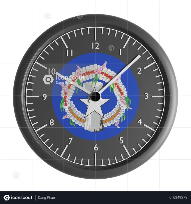 Wall clock with the flag of Northern Mariana Islands  3D Icon