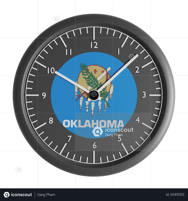 Wall clock with the flag of Oklahoma  3D Icon