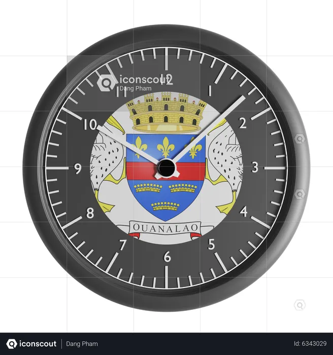 Wall clock with the flag of Saint Barthelemy  3D Icon