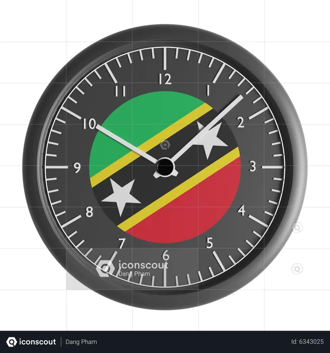 Wall clock with the flag of Saint Kitts and Nevis  3D Icon