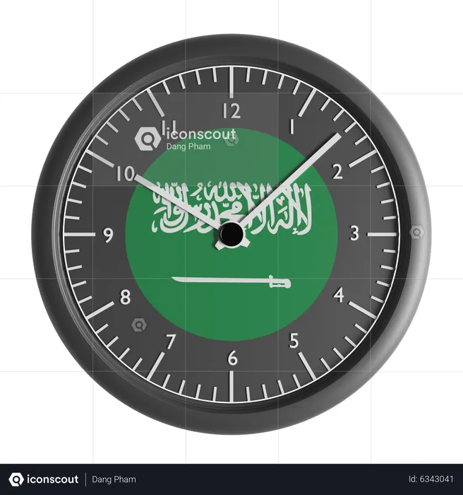 Wall clock with the flag of Saudi Arabia  3D Icon