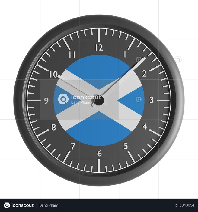 Wall clock with the flag of Scotland  3D Icon