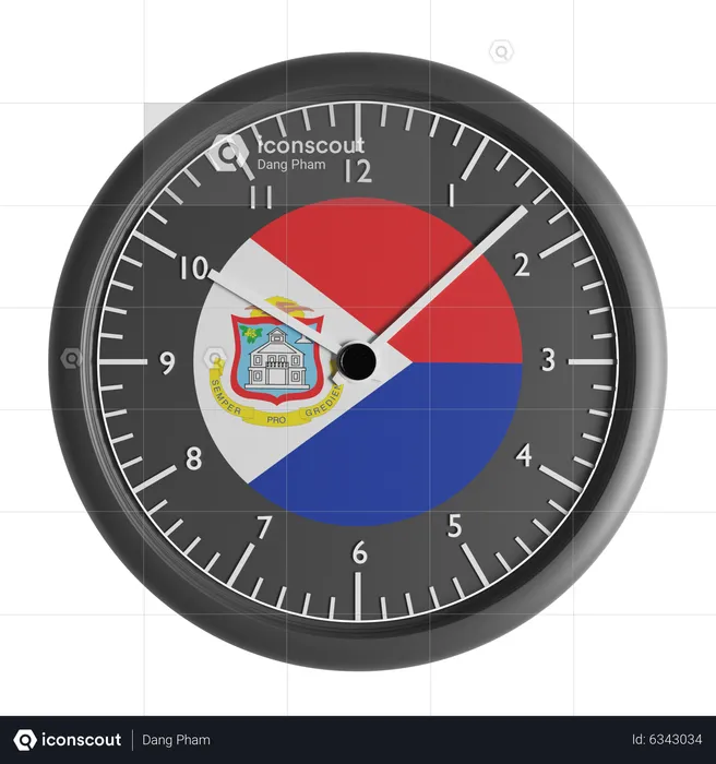 Wall clock with the flag of Sint Maarten  3D Icon