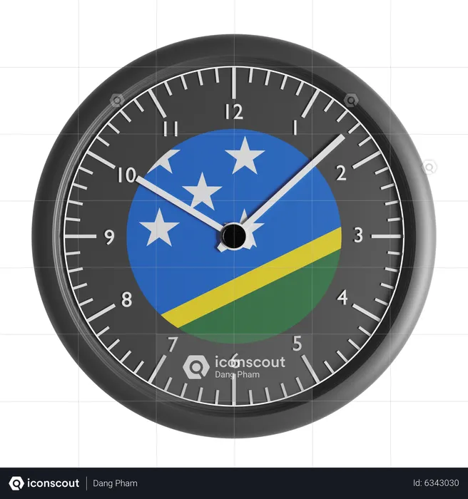 Wall clock with the flag of Solomon Islands  3D Icon