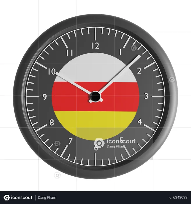 Wall clock with the flag of South Ossetia  3D Icon