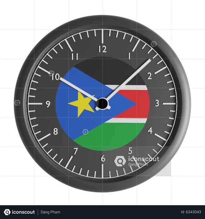 Wall clock with the flag of South Sudan  3D Icon