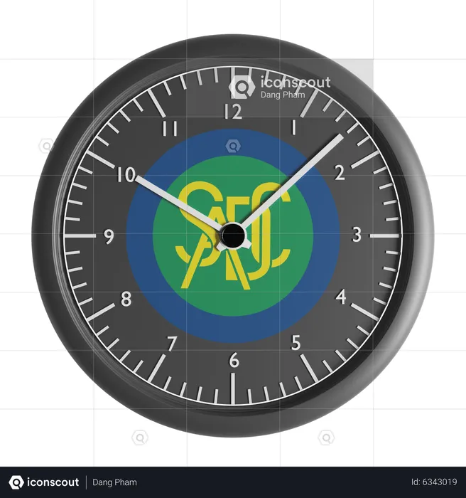 Wall clock with the flag of Southern African Development Community  3D Icon