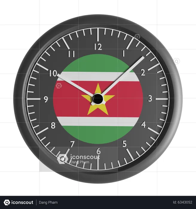 Wall clock with the flag of Suriname  3D Icon