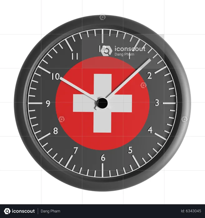Wall clock with the flag of Switzerland  3D Icon