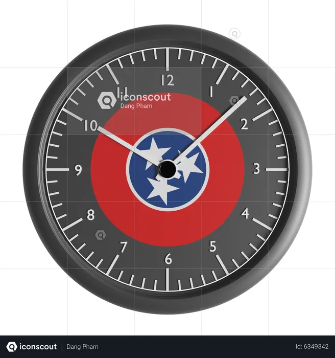 Wall clock with the flag of Tennessee  3D Icon