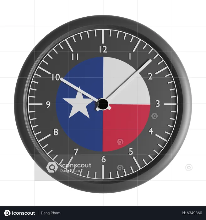 Wall clock with the flag of Texas  3D Icon