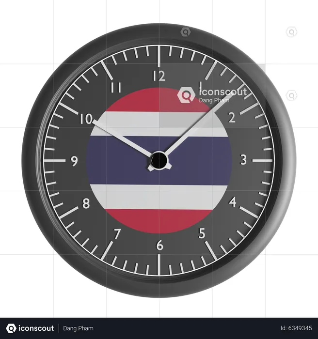 Wall clock with the flag of Thailand  3D Icon