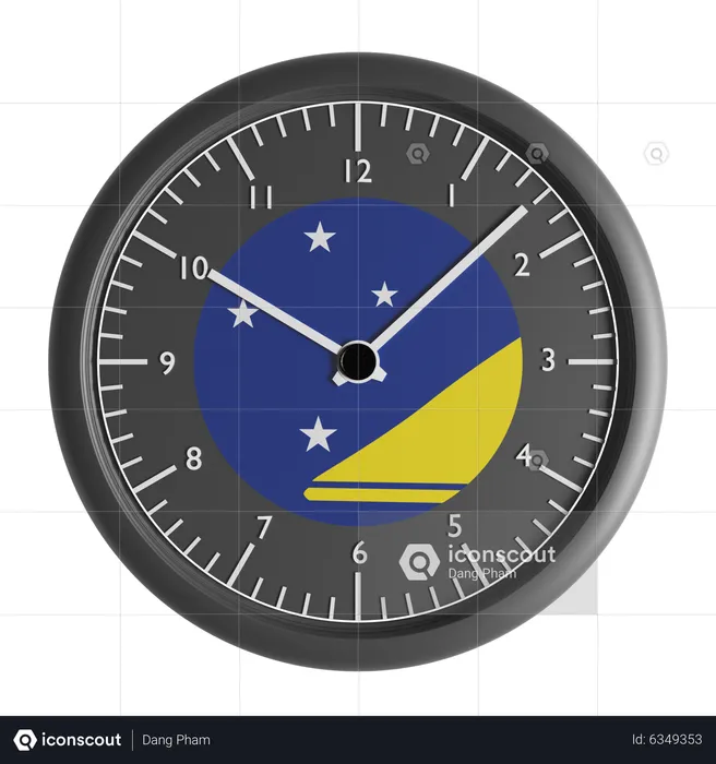 Wall clock with the flag of Tokelau  3D Icon