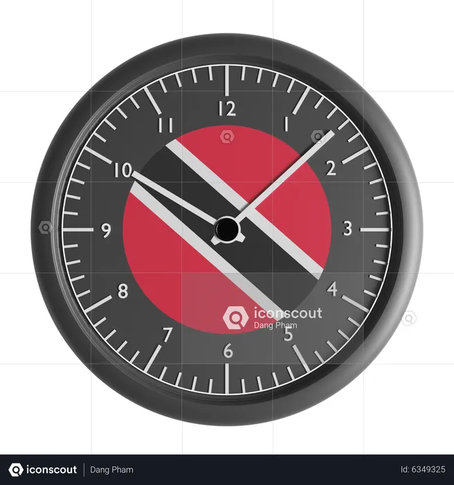 Wall clock with the flag of Trinidad and Tobago  3D Icon