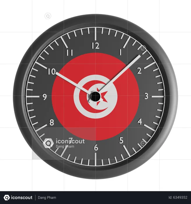 Wall clock with the flag of Tunisia  3D Icon