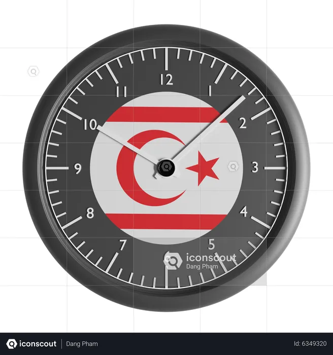Wall clock with the flag of Turkish Republic of Northern Cyprus  3D Icon