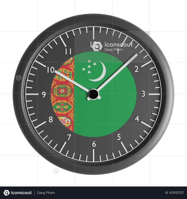Wall clock with the flag of Turkmenistan  3D Icon