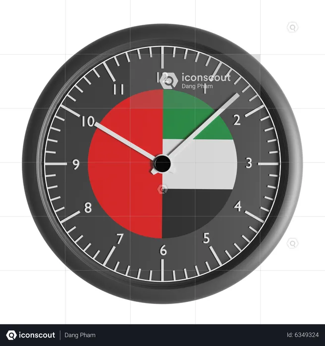 Wall clock with the flag of United Arab Emirates  3D Icon