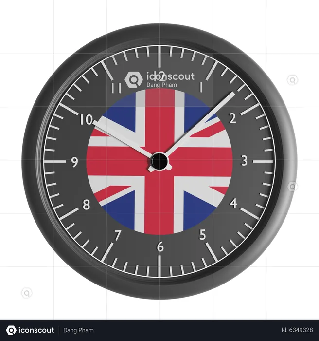 Wall clock with the flag of United Kingdom  3D Icon