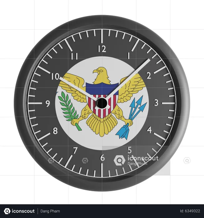 Wall clock with the flag of United States Virgin Islands  3D Icon