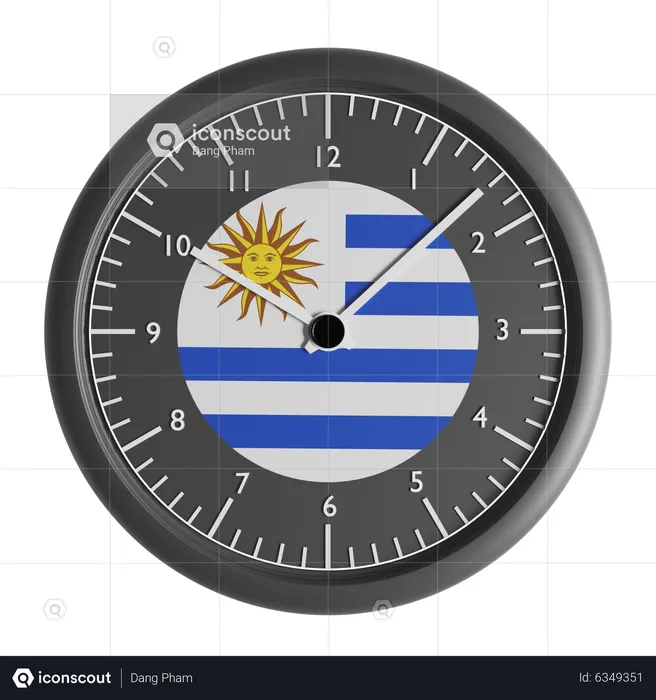 Wall clock with the flag of Uruguay  3D Icon
