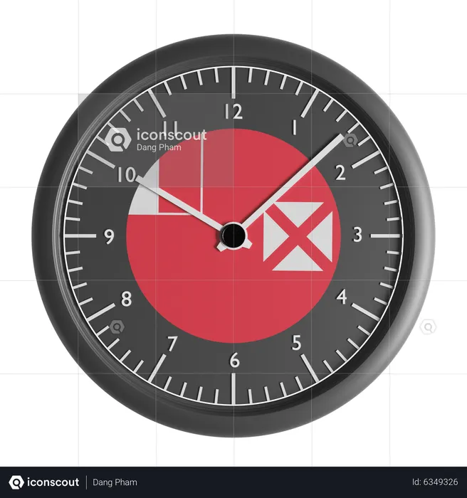 Wall clock with the flag of Wallis and Futuna  3D Icon