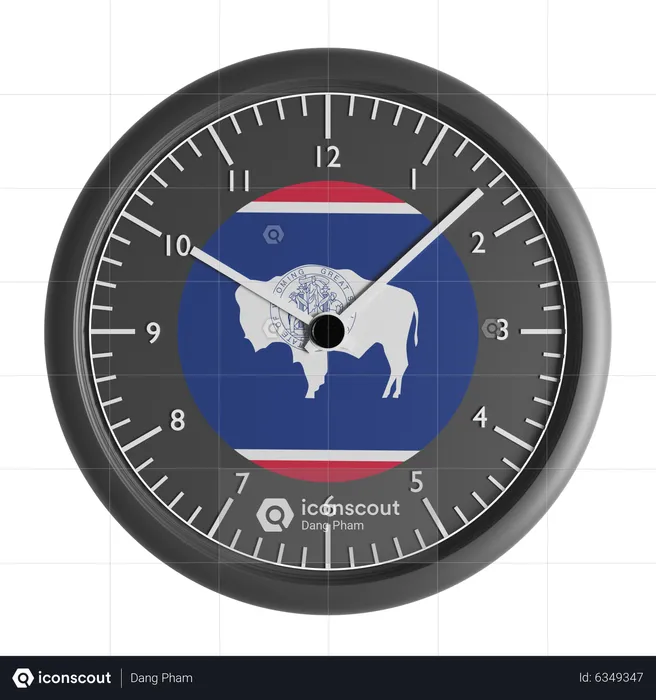 Wall clock with the flag of Wyoming  3D Icon