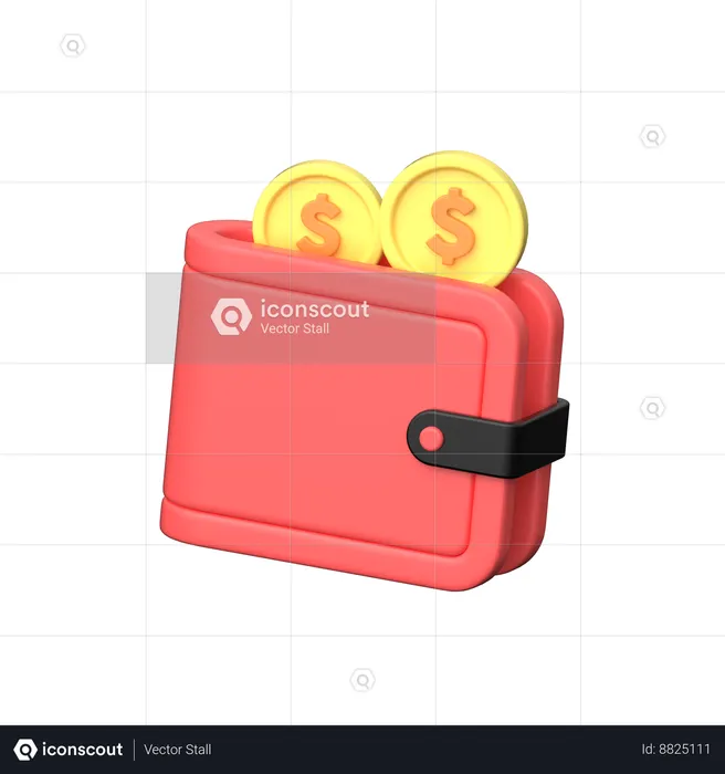 Wallet Coins  3D Icon