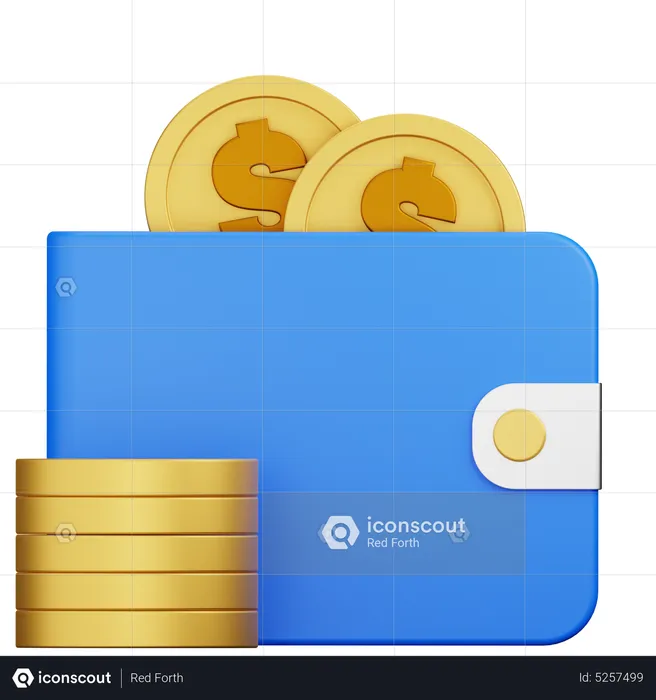 Wallet Dollar Coin  3D Icon