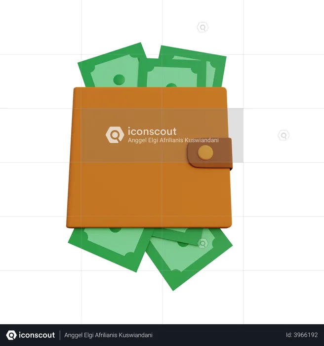 Wallet full of money  3D Illustration