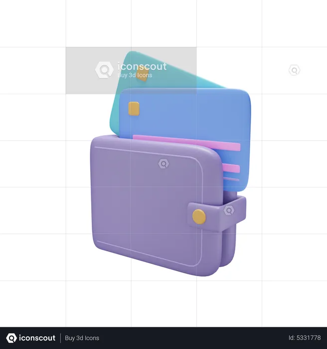 Wallet With Credit Card  3D Icon