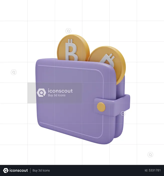 Wallet With Cryptocoin  3D Icon
