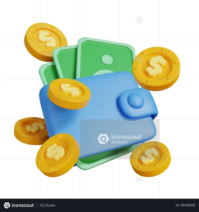 Wallet With Money  3D Illustration